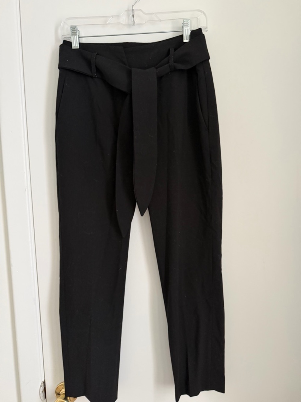 DKNY Black Paperbag Waist Tie Trousers